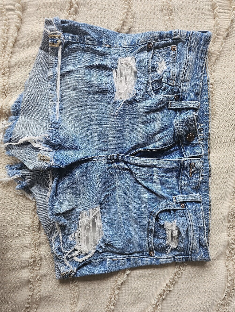 American Eagle Outfitters Hi-Rise Distressed Stretch Denim Cutoff Shorts